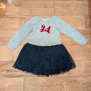 Gap Disney Girl Kid dress long sleeves tutu black gray Minnie mouse 5 years 5T w